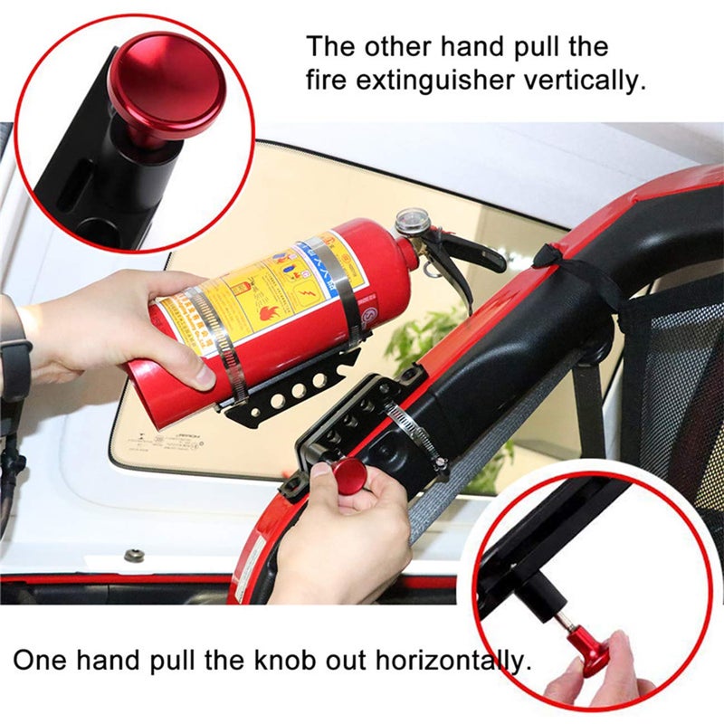 AUFER Vehicle Universal Quick Release Roll Bar Fire Extinguisher Mount Holder Compatible with for Jeep Wrangler Gladiator Ford Bronco UTV Polaris RZR Can Am ATV,Adjustable, Aluminum - Image 3